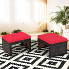 Tangkula 2 Pieces Patio Rattan Ottomans, All Weather Outdoor Footstool Footrest - Image 3
