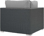 Modway Sojourn Wicker Rattan Outdoor Patio Sunbrella Fabric Corner in Canvas - Image 4