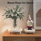 3 Pcs Wood Plant Stand Indoor Outdoor, Round Wood Riser - Image 2