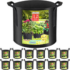 12 Pack Grow Bags 5 Gallon, 300G Heavy Duty Thickened Non-Woven Plant Bag Plant by KuMersExquisiteTools