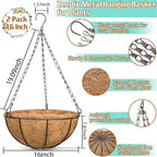 ZeeDix 2 Pack 16 Inch Large Hanging Baskets - Image 2