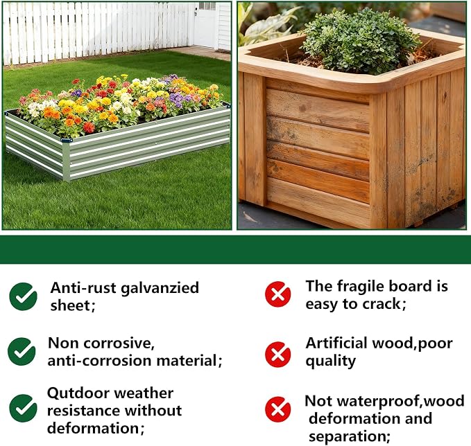 Vengarus 2 Pack 12x4x1FT Galvanized Raised Garden Bed Kit, Outdoor Metal - Image 7