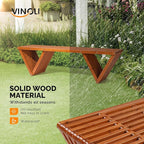 VINGLI Outdoor Wooden Bench, 600lb Capacity Outdoor Backless Benches - Image 4