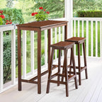 VINGLI Outdoor Bar Stools Set of 2, Solid Cedar Wood Barstools - Image 7