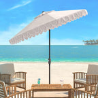 SAFAVIEH 9ft Outdoor Patio Umbrella, Auto Crank Tilt, UV Resistant - Image 2