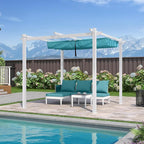 PURPLE LEAF 10' x 10' Aluminum Outdoor Pergola White Wind-Resistant Retractable - Image 2