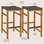 JONATHAN Y BSL1201B-SET2 Armand 30" Modern Coastal Backless Acacia Wood Outdoor - Image 4
