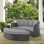 Modway Sojourn Wicker Rattan Outdoor Patio Sunbrella Fabric Daybed in Canvas - Image 2