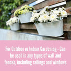 LaLaGreen Planter Boxes Outdoor White Metal Iron Hanging Flower Pots Deck - Image 6