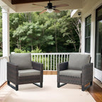 Belord Oversize Patio Chairs Set of 2 Outdoor Wicker Dining Chairs, All-Weather - Image 3