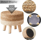 Wimarsbon Round Foot Stool Natural Seagrass Poufs Ottoman Hand Weave Footrest - Image 5