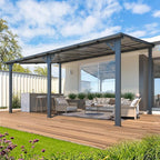 AECOJOY 16' x 10' Gazebo Outdoor Pergola, 10x16 Large Wall-Mounted Hardtop Lean by AECOJOY