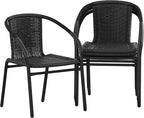 EMMA + OLIVER Set of 4 Modern Rattan Indoor/Outdoor Stack Chairs, Stacking - Image 3