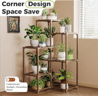 Bamworld Plant Stand Indoor Plant Shelf Outdoor Corner Wood Plant Table 7 Pots - Image 2