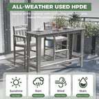 Outdoor Patio Bar Height Table and Tall Adirondack Chairs Set of 2, All-Weather - Image 2