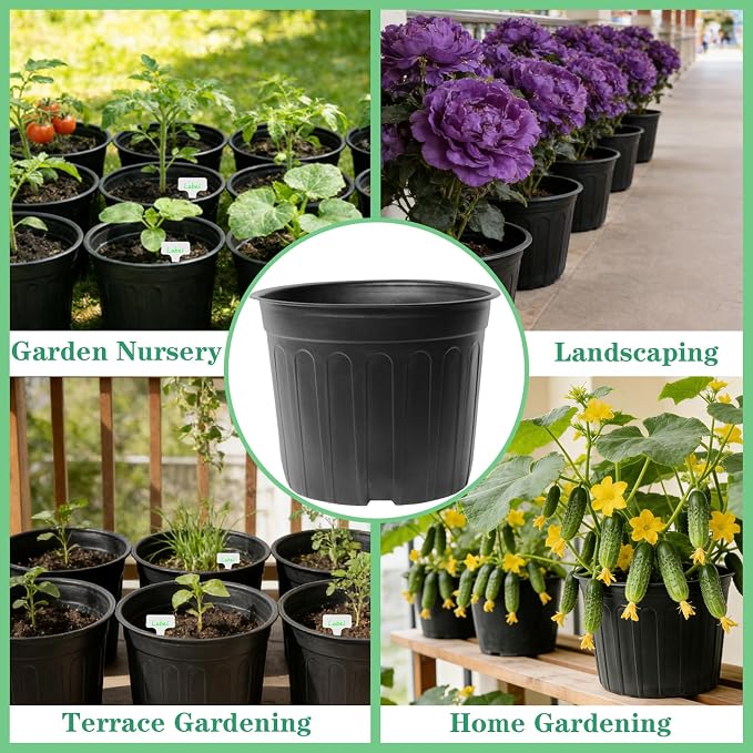 72-Pack 2/2.5/3 Gallon Flexible Plastic Plant Pots, Thickened Soft Seed - Image 7