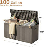 Devoko 97 Gallon Deck Box, Waterproof Resin Outdoor Storage Box - Image 4