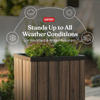 Keter Signature 21.6 Inch Tall Square Large Wood Look Planter - Image 3