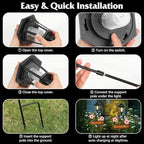 Lewondr Solar Garden Lights Bee, 37.4 Inch Solar Lamp Post Light - Image 6