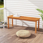 Tangkula 3 Piece Acacia Wood Patio Dining Table Set, Farmhouse Indoor Outdoor - Image 8