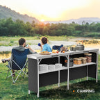VINGLI 78" Portable Bar Table, 2-Tier Shelves, Mobile Bar Table - Image 8