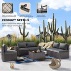 Kullavik 9 Pieces Outdoor Patio Furniture Set, PE Wicker Rattan Sectional Sofa - Image 7