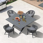 PURPLE LEAF 5 Pieces Oversized Square Outdoor Dining Set by PURPLELEAF