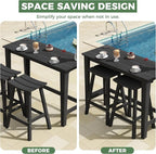 Outdoor Patio Bar Height Table and Tall Stools Set of 2, All-Weather HDPE High - Image 4