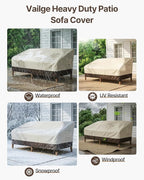 Vailge Heavy Duty Patio Sofa Cover, 100% Waterproof 3-Seater Outdoor Sofa Cover - Image 6