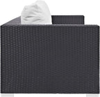 Modway Convene Wicker Rattan Outdoor Patio Sofa in Espresso White - Image 4