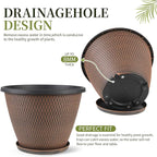 4 Pack 8 inch Plant Pot, Plastic Pots - Image 3
