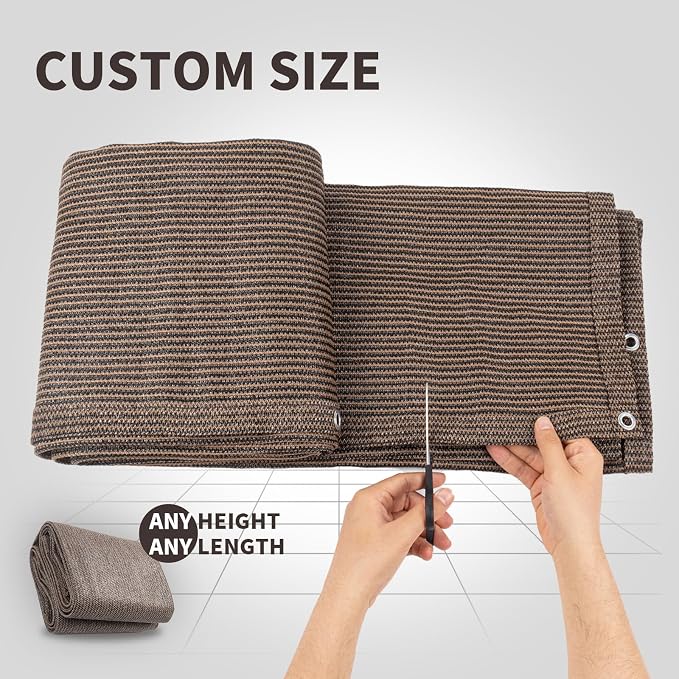 LOVE STORY Custom Size 3'x28' Brown Balcony Privacy Screen, UV Block Privacy - Image 2