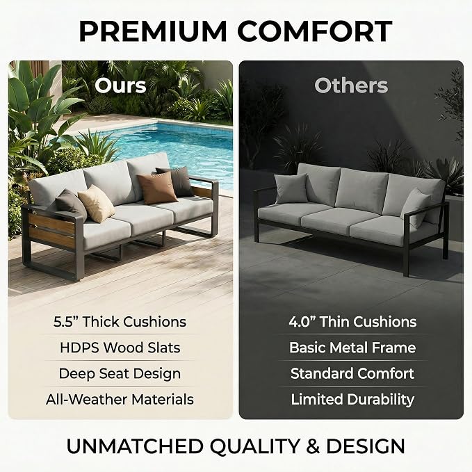 ZANDOR Aluminum Outdoor Patio Furniture Set, 4-Piece Metal Modern Outside - Image 4