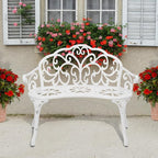 VINGLI 38.5" Patio Park Garden Outdoor Metal Rose Bench, 2-Person Cast Iron - Image 8