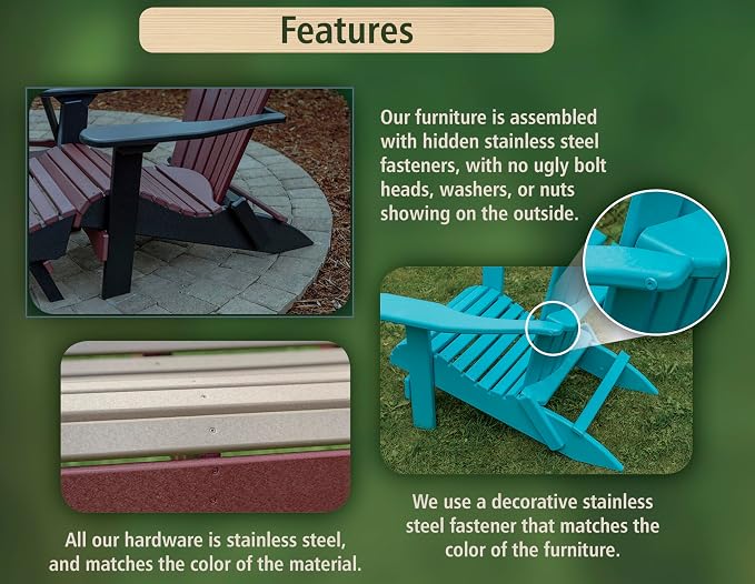Poly Lumber Wood 5FT Mission Porch Swing Amish Craftsmandship Made in USA HDPE - Image 4