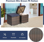 Tangkula 2 Pieces Patio Ottomans, Patiojoy Hand-Woven PE Rattan Side Table - Image 8