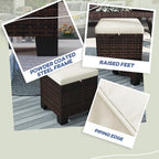 Outsunny 2 Pieces Outdoor Patio Ottomans, All Weather Wicker Outdoor Footstools - Image 5