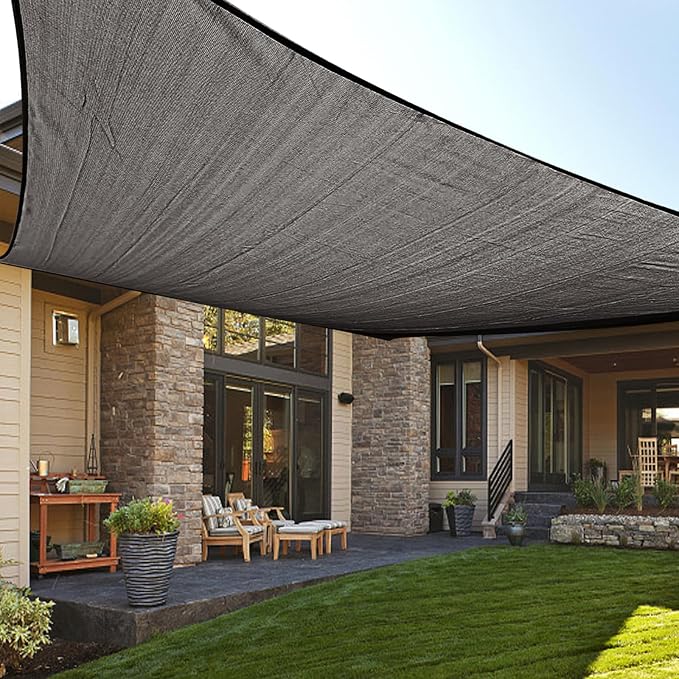 LOVE STORY 8/10/12/13/14/16/20 Rectangle Dark Grey Sun Shade Sail Canopy UV by LOVESTORY