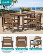 SERWALL Outdoor Dining Set for 4, HDPE Square Table and Chairs Set All Weather - Image 2