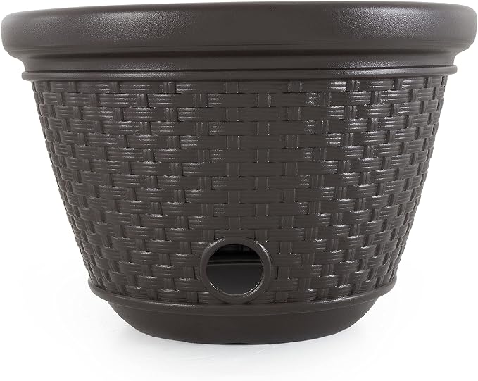 Suncast 4 Pack Wicker Hose Pot, Decorative Resin Garden Hose Storage, 100ft - Image 4