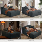 67 Inch Chaise Lounge Chair Indoor, Oversized Corduroy Upholstered Boneless - Image 3