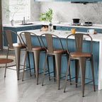 Alunaune 26" Swivel Metal Counter Height Bar Stools Set of 4 High Back - Image 9
