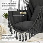Y- STOP Hammock Chair Hanging Rope Swing, Max 500 Lbs, 2 Cushions Included - Image 6