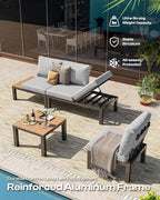 Aluminum Modular Outdoor Patio Furniture Set, 8 Seats Sectional Sofa Set - Image 6
