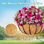 Y&M Pack of 4 12" Pre-Formed Round Coco Fiber Coco Liner Hanging Basket Liners - Image 6