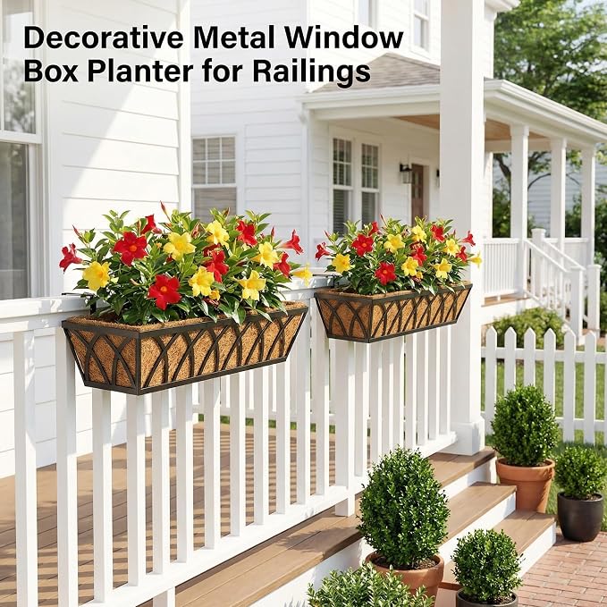 HFHOME 24 inch Window Deck Rail Planter Including Coco Liner - Image 3