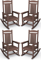KINGYES HDPE Outdoor Rocking Chair Set of 4, All-Weather Poly Patio Rocking by KINGYES