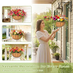4 Pack 14 Inch Hanging Baskets for Plants Outdoor Metal Hanging Planter Hanging - Image 2