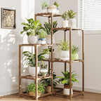 Bamworld Plant Stand Indoor Plant Shelf Outdoor Corner Wood Plant Table 7 Pots by Bamworld