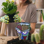Abstract Face Planter Pots for Plants, Hand-Painted Colorful Flower Pots - Image 5